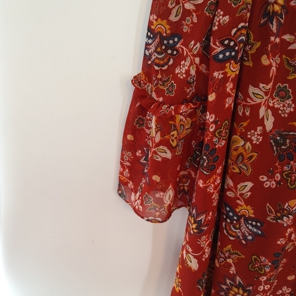 A.BYER FLORAL OFF THE SHOULDER FLORAL DRESS LARGE - Picture 4 of 8